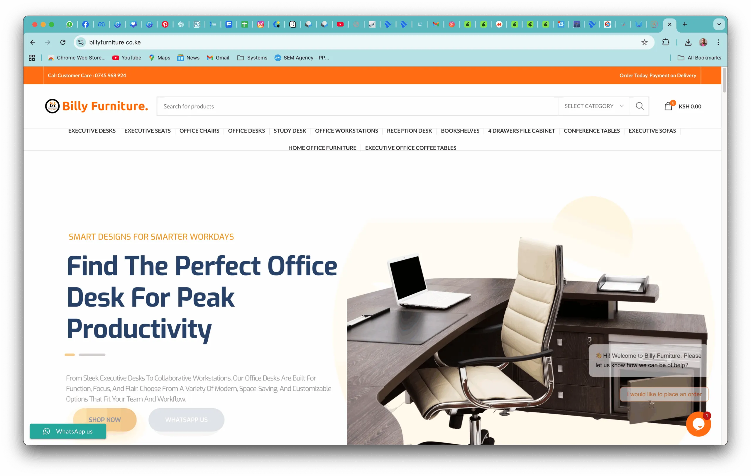 A modern e-commerce website for a furniture store, featuring a clean design and user-friendly interface.