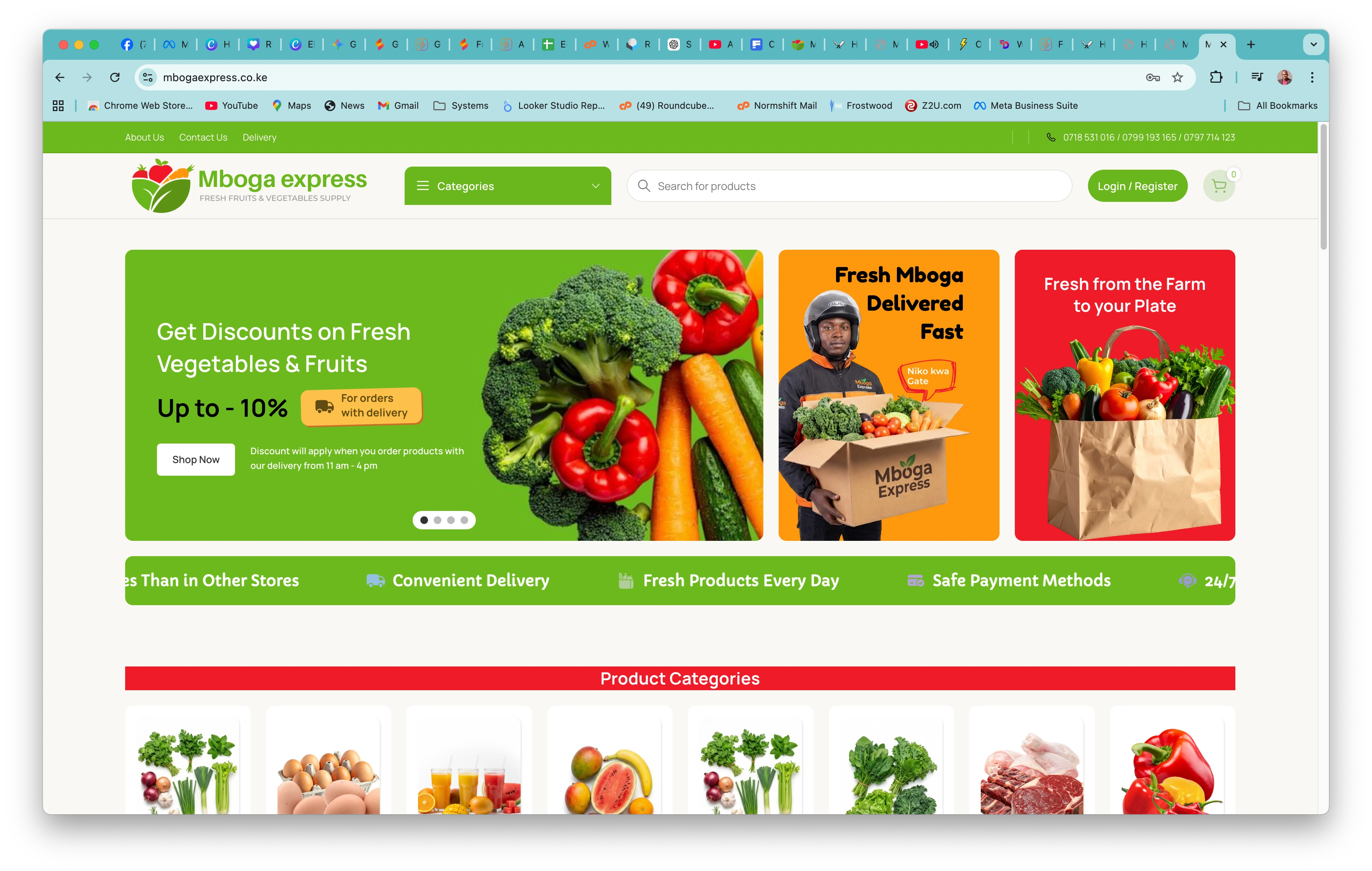 A robust fresh grocery delivery platform with M-Pesa integration, designed for fast performance and local user resonance.
