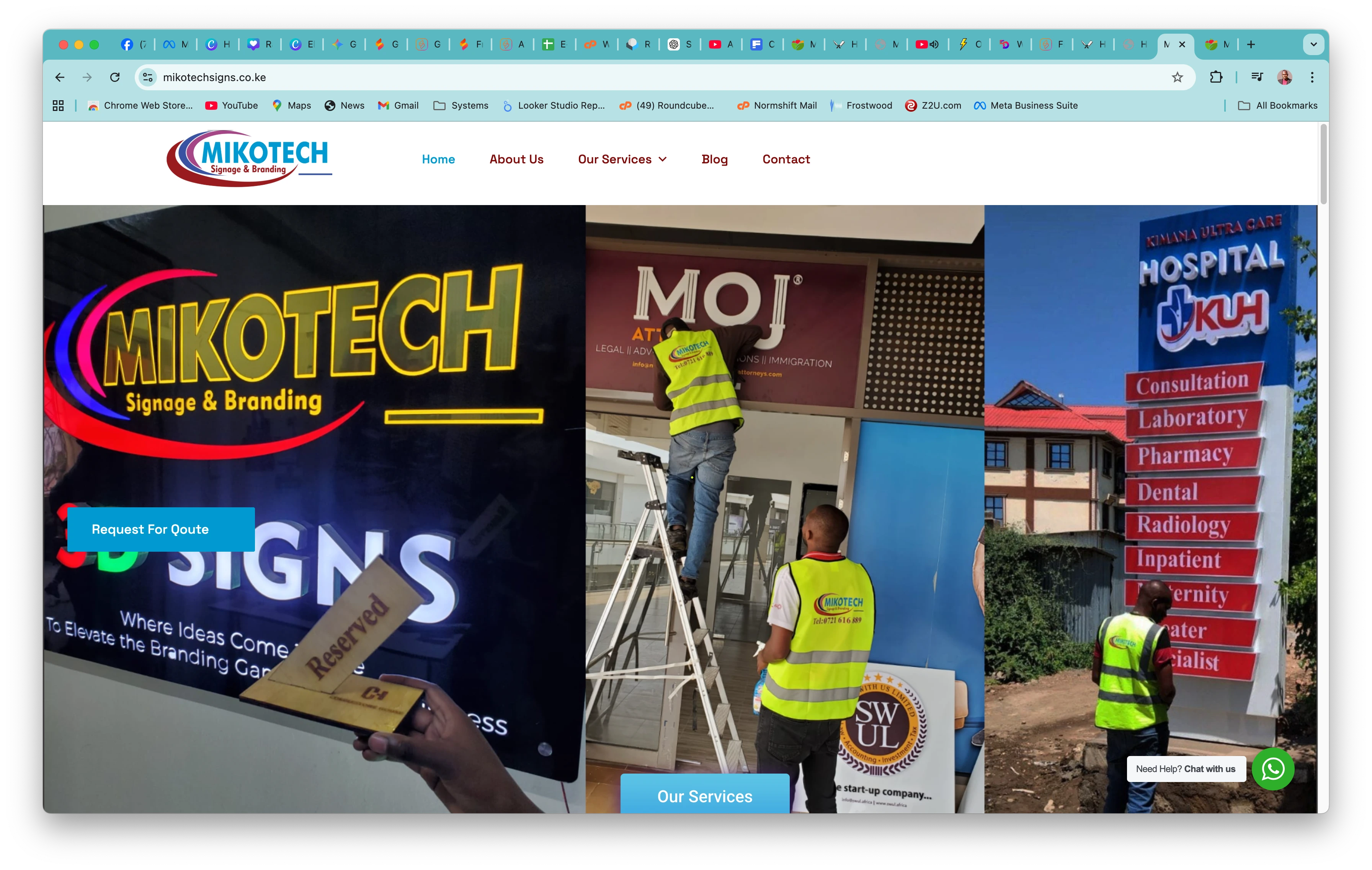A professional service website for a leading signage and branding company in Nairobi, showcasing high-impact visual solutions.