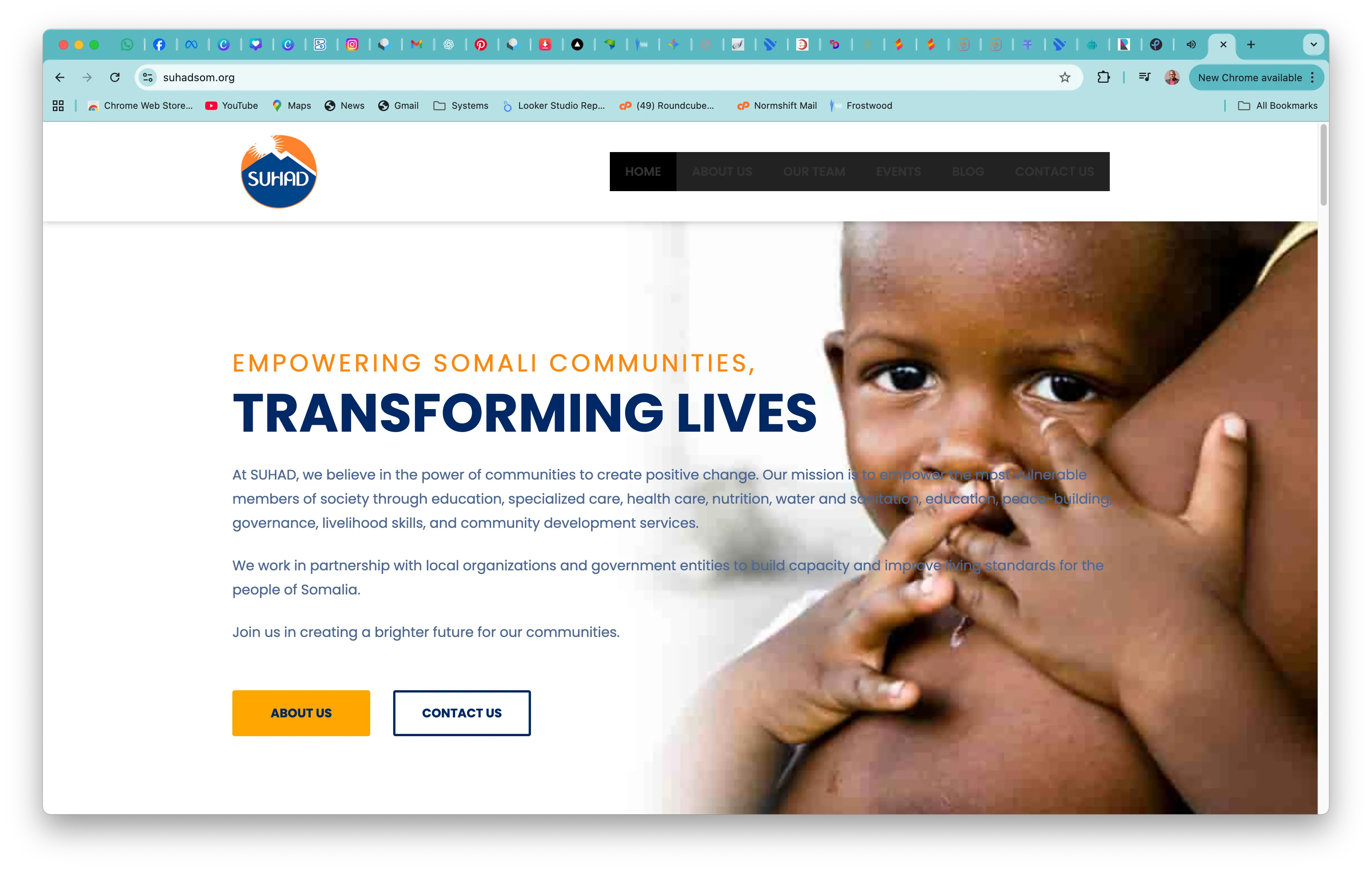 An organizational website to showcase services, projects, and impact in the community.