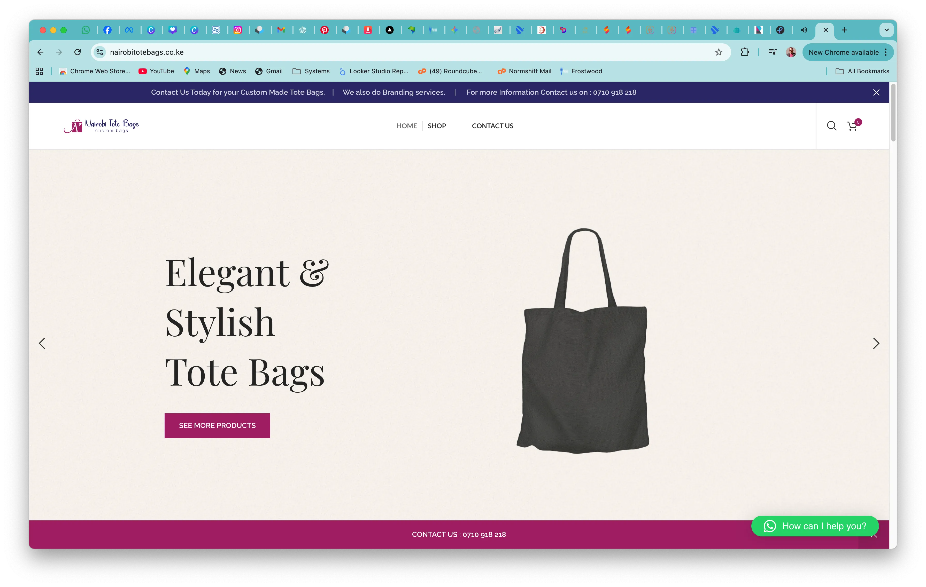 A vibrant e-commerce platform for stylish and custom tote bags.