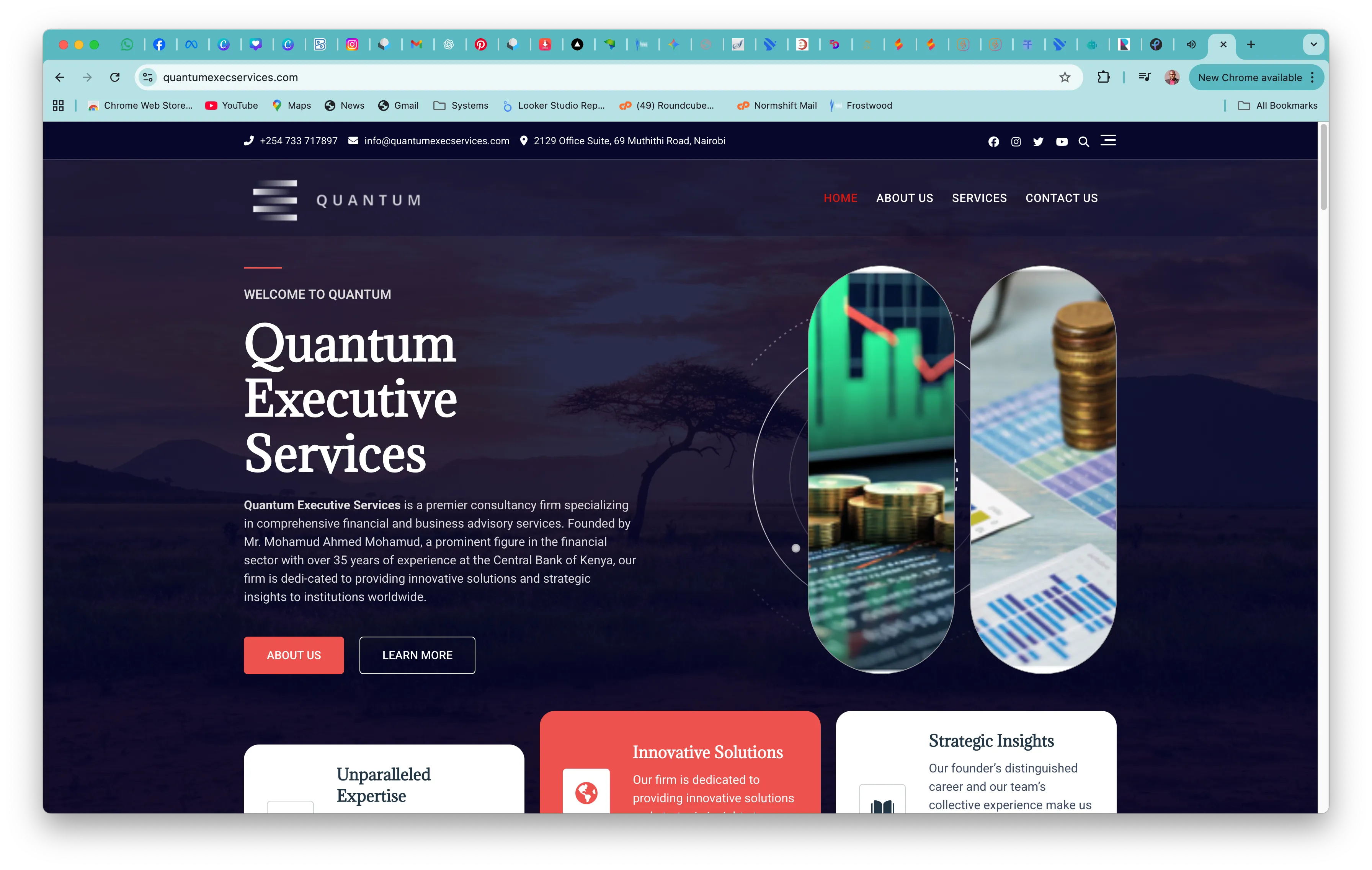 A corporate site offering executive services with a professional and polished look.